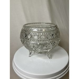 Antique ABP Cut Crystal Footed Fishbowl Vase - American Brilliant Period